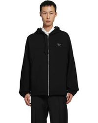 Prada - Technical Fleece Zip-Up Hoodie - Lyst