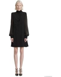 Valentino - Draped High Neck Silk Mini Dress - Lyst