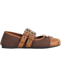 Miu Miu - Canvas And Leather Ballerinas - Lyst