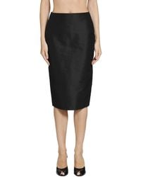 Gucci - Fine Silk Faille Midi Skirt - Lyst