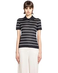 Max Mara - Striped Silk Jersey Short-Sleeve Polo - Lyst