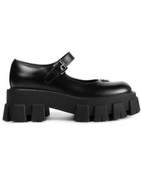 Prada - Brushed Leather Monolith Mary Janes - Lyst