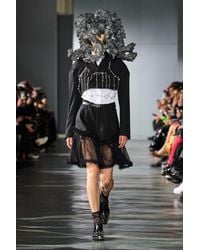 Noir Kei Ninomiya - Ruffled Tulle And Wool Shorts - Lyst
