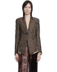 YA YI - Floral Viscose Linen Blazer - Lyst