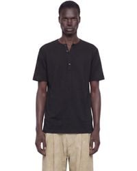 Ziggy Chen - Henley Neck Gathered T-Shirt - Lyst
