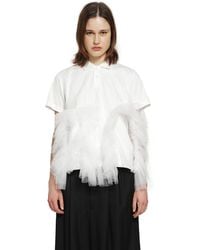 Noir Kei Ninomiya - Cotton Poplin And Ruffled Tulle Polo Shirt - Lyst