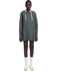 Miu Miu - Check Flannel Shirt Mini Dress - Lyst
