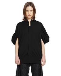 Junya Watanabe - V-Neck Wool Sweater With Gathered Sleeves - Lyst