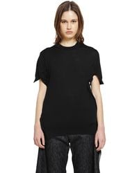 Junya Watanabe - Short Sleeve Wool Sweater With Splits - Lyst