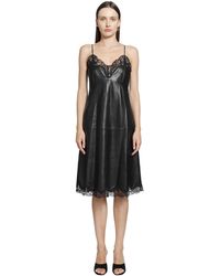 Magda Butrym - Leather Lace-Trim Slip Dress - Lyst