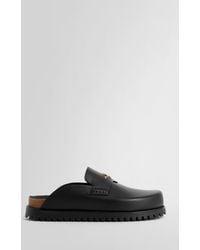 Versace - Leather Logo Embellished Sandals - Lyst