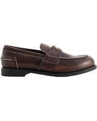 Miu Miu - Leather Distressed Penny Loafers - Lyst