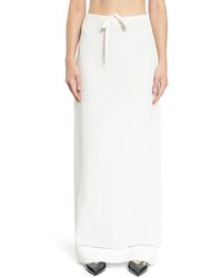 Prada - Embroidered Linen Maxi Skirt - Lyst