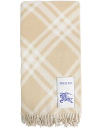 Burberry - Check Alpaca Wool Scarf - Lyst