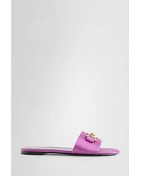 Versace - Slides In Satin And Leather - Lyst