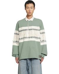 Kapital - Panel Stripe Jersey Fringed Rugby Polo - Lyst