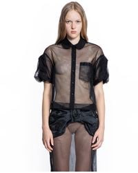 Simone Rocha - Sheer Cropped Puff Bow Sleeve Shirt - Lyst