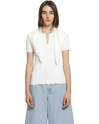 Max Mara - Tie-Detailed Ribbed-Knit T-Shirt - Lyst