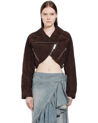 Alaïa - Suede Cropped Biker Jacket - Lyst