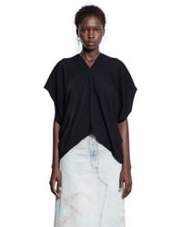 MM6 by Maison Margiela - Draped V-Neck Top - Lyst