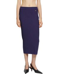 Versace - Stretch Viscose Mesh Knit Midi Skirt - Lyst