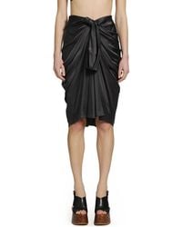 Chloé - Draped Silk Satin Midi Skirt - Lyst