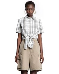 Burberry - Cropped Check Cotton Short Sleeve Shirt - Lyst
