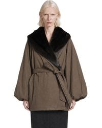 Magda Butrym - Belted Faux Fur Collar Jacket - Lyst