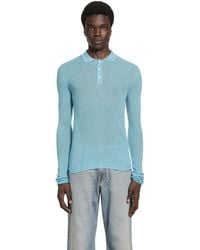 ERL - Overdyed Heather Knit Polo - Lyst