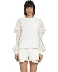Sacai - Satin X Cotton Jersey T-Shirt - Lyst
