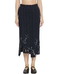 PILLINGS - Embroidered Wool Midi Skirt - Lyst