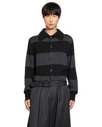 Simone Rocha - Embellished Fuzzy Collar Rugby Cardigan - Lyst