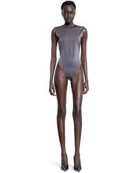 Mugler - Sleeveless Shoulder Logo Bodysuit - Lyst