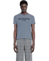Valentino - Striped Cotton Linen Chez T-Shirt - Lyst