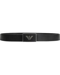 Emporio Armani - Leather Belt With Eagle Plate - Lyst