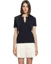 Max Mara - Tie-Detailed Ribbed-Knit T-Shirt - Lyst
