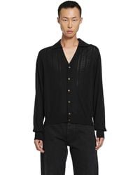 Versace - Silk And Cotton Knit Polo Cardigan - Lyst