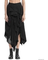 Yohji Yamamoto - Twill Tucked Voluminous Skirt - Lyst