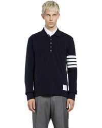 Thom Browne - Cotton Piqué 4-Bar Long Sleeve Polo - Lyst