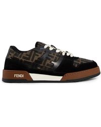 Fendi - Match Ff Jacquard Fabric And Suede Sneakers - Lyst