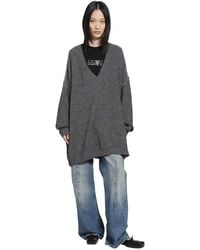 MM6 by Maison Margiela - Wool Alpaca V-Neck Sweater - Lyst