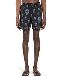 McQueen - Classic Skull Swim Shorts - Lyst