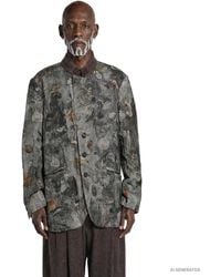 Ziggy Chen - Digital Print Stand Collar Blazer - Lyst