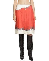 Versace - Printed Twill Silk Midi Skirt - Lyst