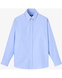 A.P.C. - A. P.c. Kayla Button Down Shirt 34 Blue - Lyst