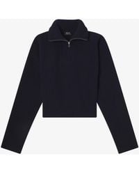A.P.C. - A. P.c. Wide-rib Sweater S Navy Blue - Lyst
