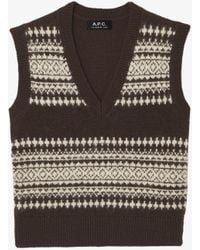 A.P.C. - A. P.c. Jacquard Sleeveless Sweater Xs Chestnut Brown - Lyst