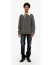 A.P.C. - A. P.c. Men's Sweater With Contrasting Polo Shirt Collar Size: Extra Small In Charcoal Gray - Lyst
