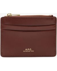 A.P.C. - A. P.c. Paris Cardholder One Size Burgundy - Lyst