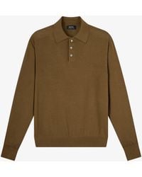 A.P.C. - A. P.c. Wool Polo Shirt Xxl Khaki Green - Lyst